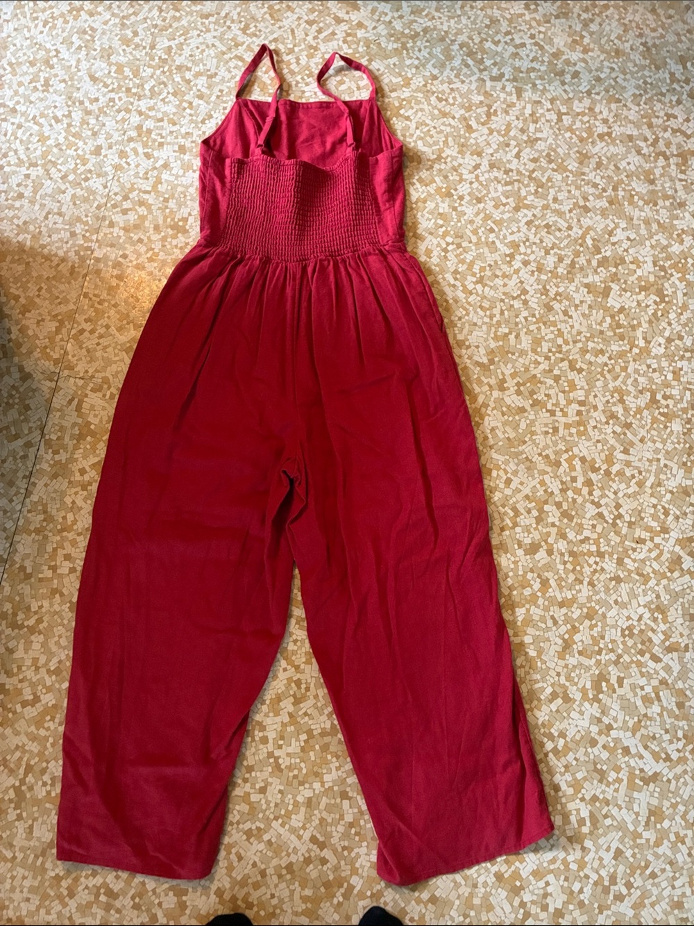 Old Navy Wine Red Linen-Blend Wide-Leg Jumpsuit - Picture 3 of 5